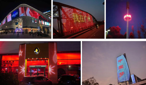 Transparent Flexible LED Mesh Curtain LED Mesh Screen For Outdoor Building