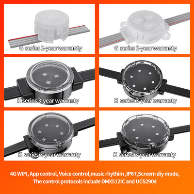 40mm RGB Pixel Point Light DMX512 IP67 Waterproof 120° Beam Angle UV Resistant