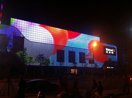 Flexible P62.5 Outdoor LED Mesh Screen Video Wall Display for Building Facade Billboard Advertising Decoration